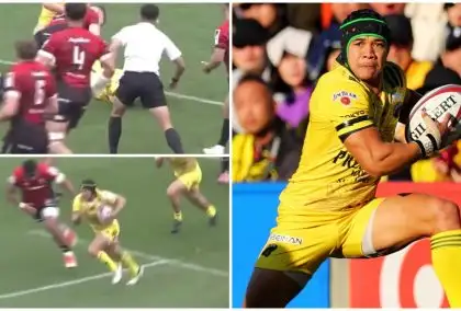 Cheslin Kolbe making an incredible defensive intervention while playing in Japan in 2024.