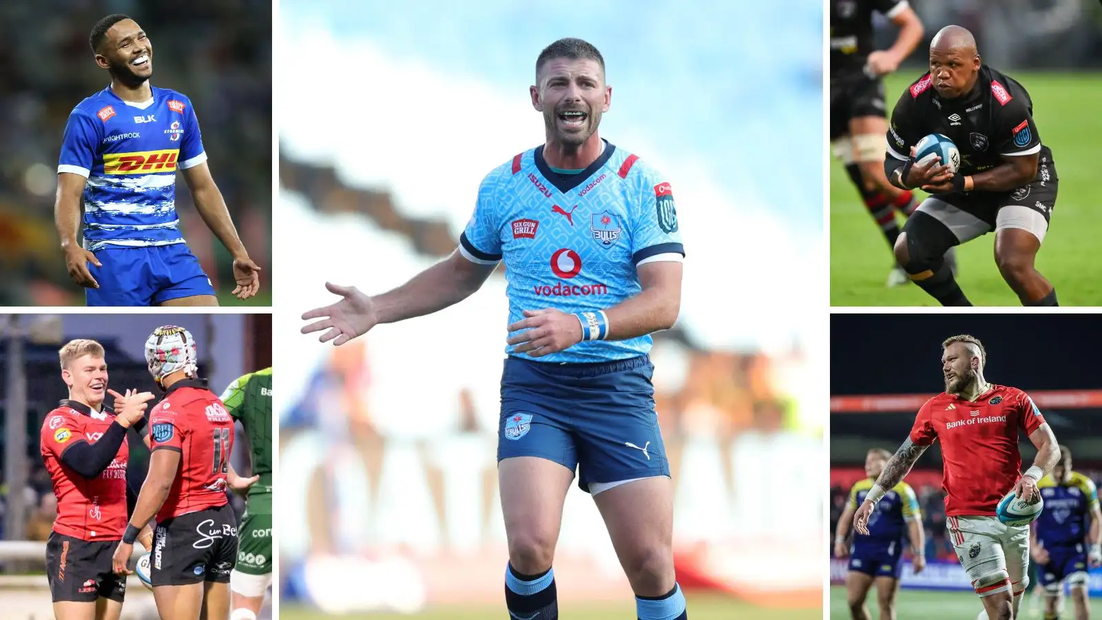 Stormers back Suleiman Hartzenberg, Lions players Morne van den Berg and Edwill van der Merwe, Sharks hooker Bongi Mbonambi and Munster lock RG Snyman.