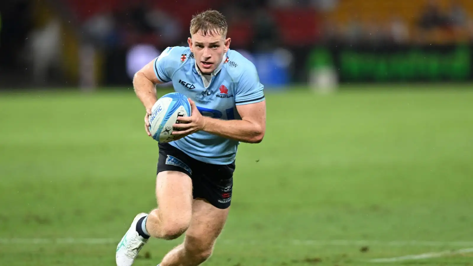 Waratahs starlet Max Jorgensen with ball in hand.