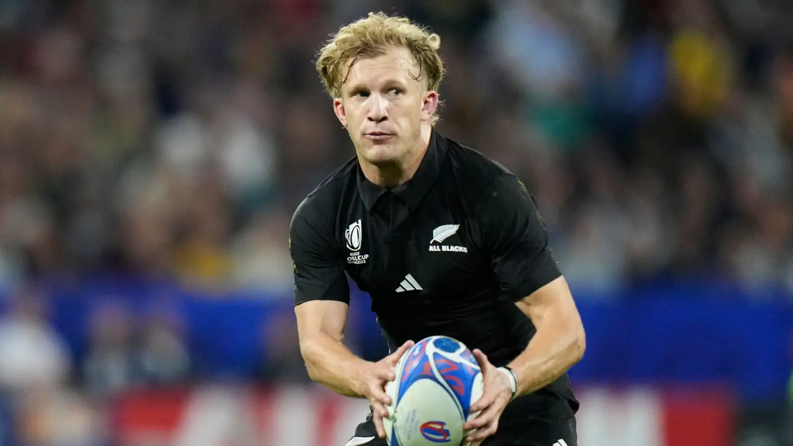 Damian McKenzie in action for the All Blacks during the 2023 Rugby World Cup.