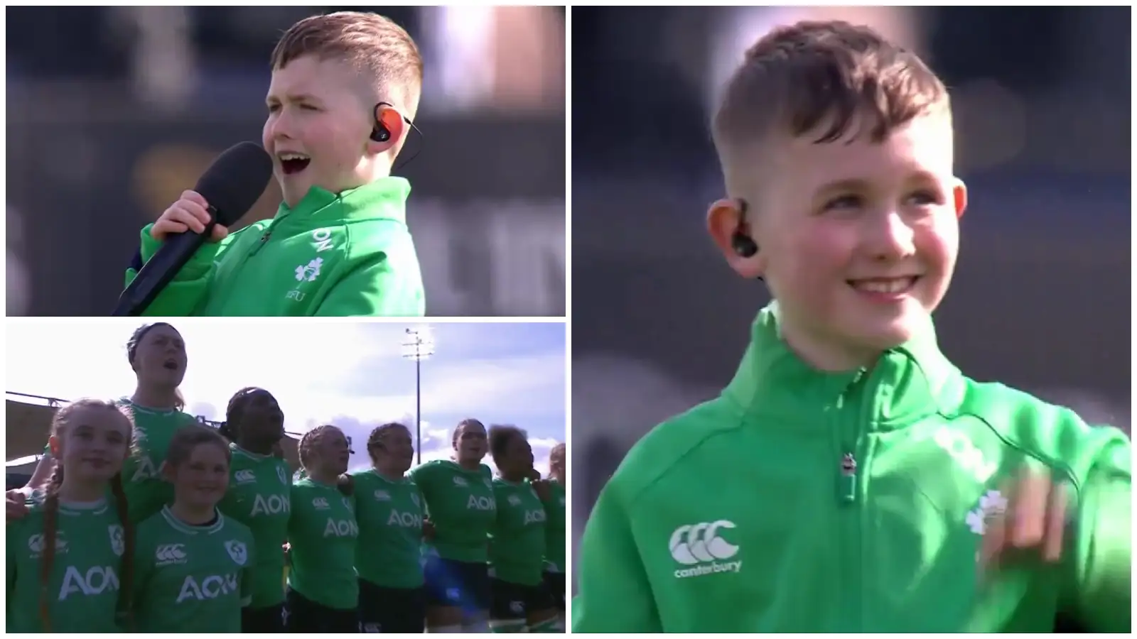 Stevie Mulrooney performing Ireland's Call during Six Nations clash in 2024.
