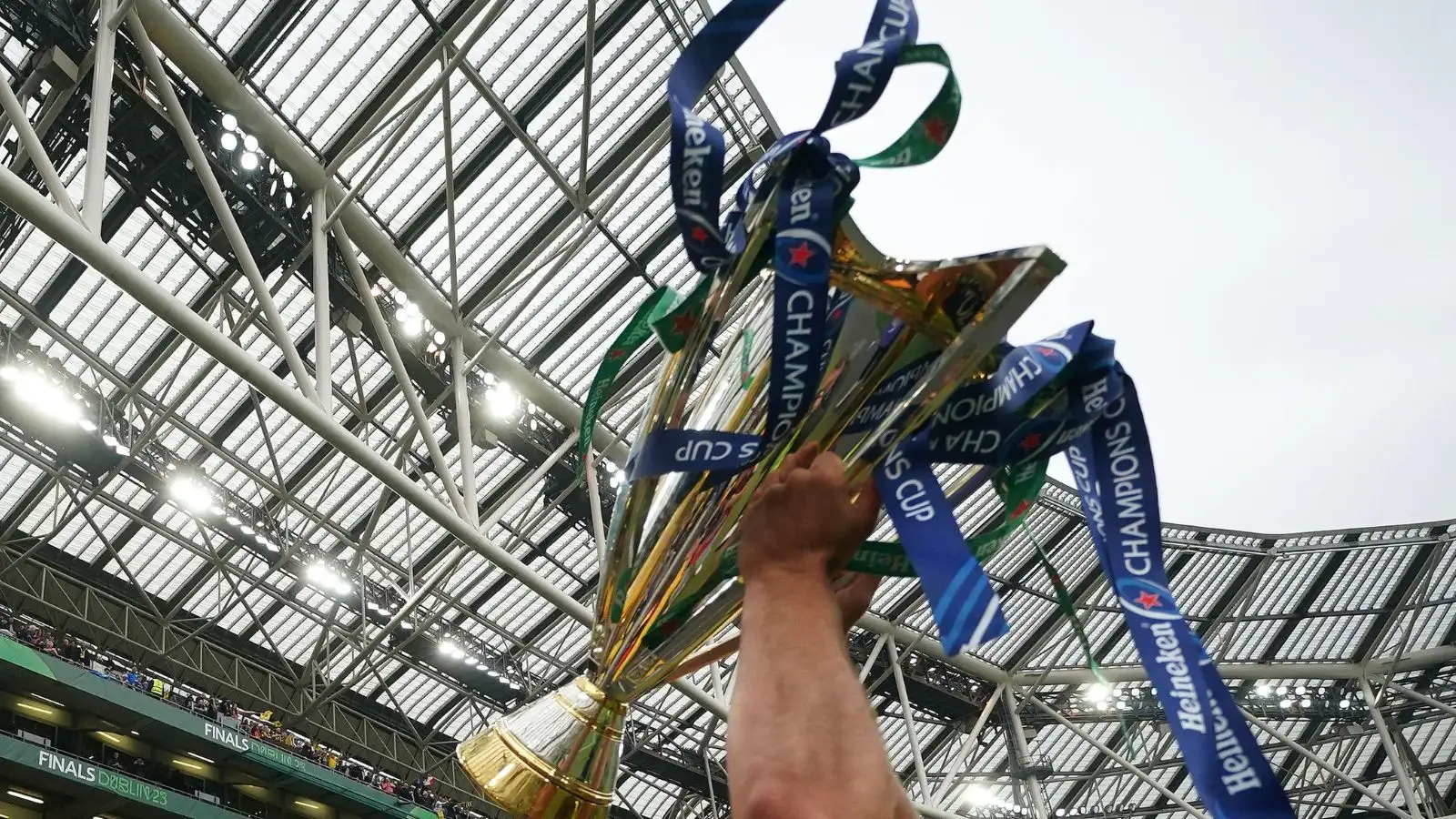 Heineken Champions Cup trophy held aloft.