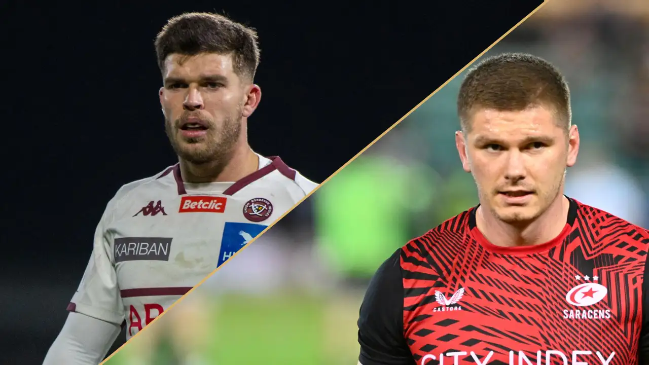 Bordeaux fly-half Matthieu Jalibert and Saracens captain Owen Farrell.
