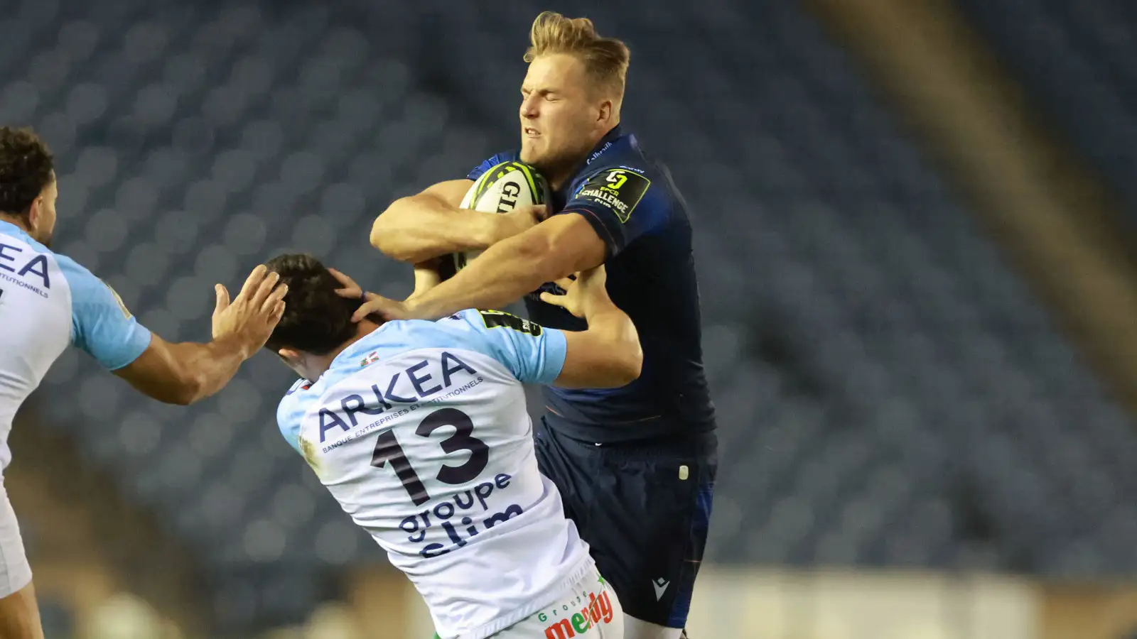 Duhan van der Merwe for Edinburgh against Bayonne.
