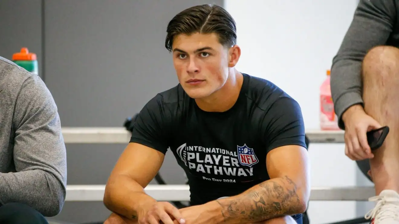 Louis Rees-Zammit at the NFL pro day in 2024.