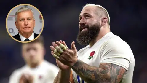 Rugby Football Union chief executive Bill Sweeney and England prop Joe Marler.