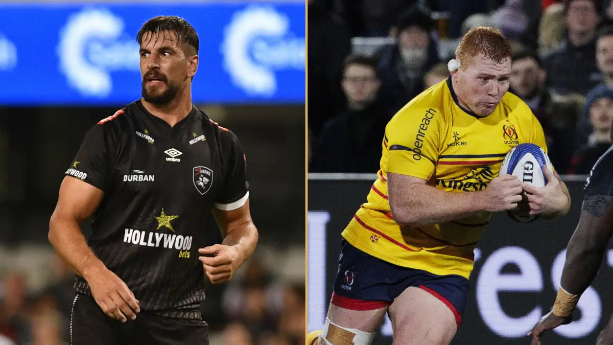 Springboks lock Eben Etzebeth (Sharks) and Ulster prop Steven Kitshoff - Challenge Cup Rugby.