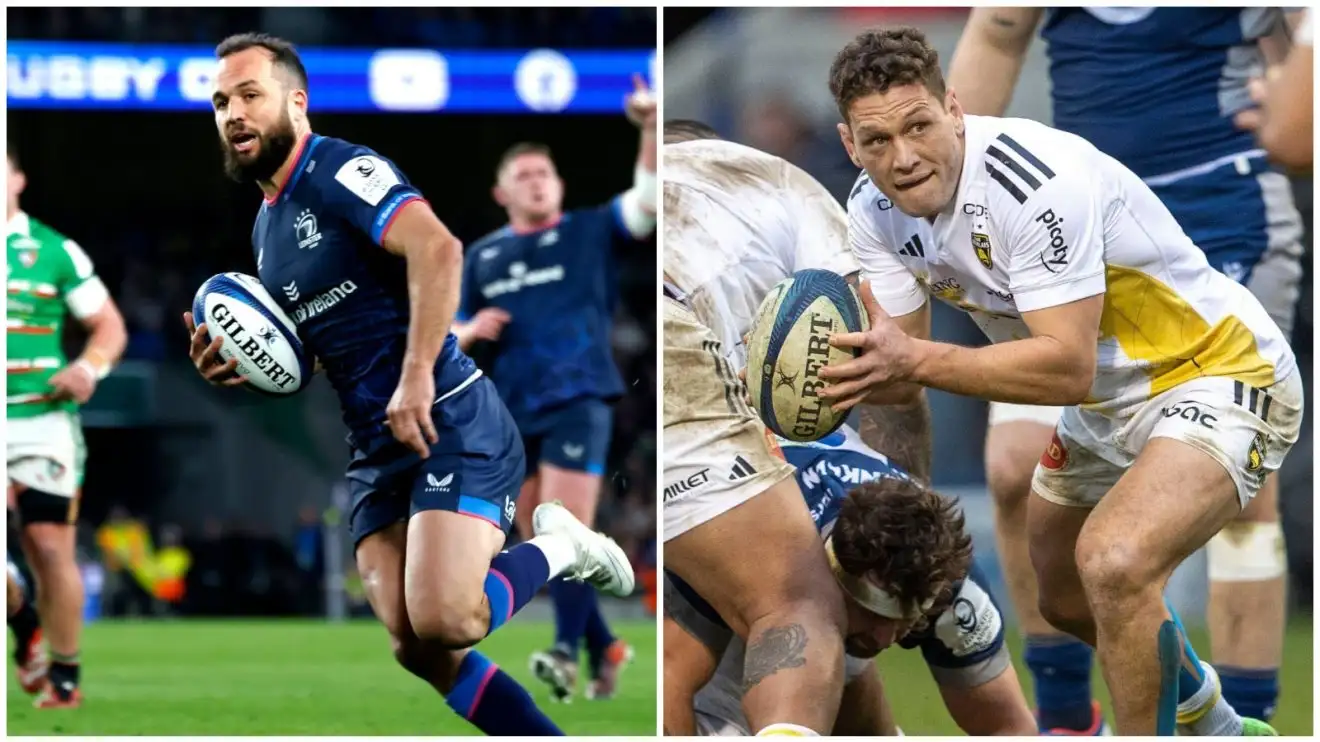 Leinster's Jamison Gibson-Park faces off with La Rochelle's Tawera Kerr-Barlow.