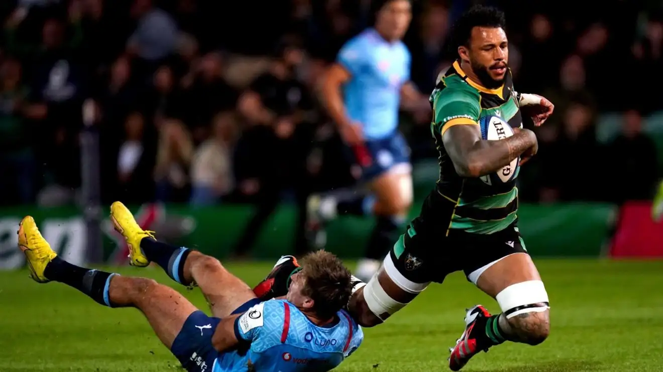 Northampton Saints star Courtney Lawes on the charge.