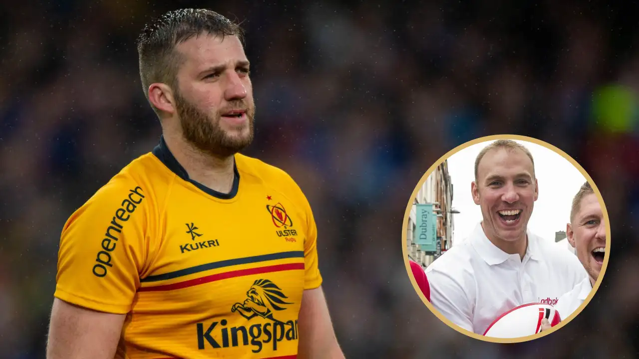 Ireland and Ulster centre Stuart McCloskey alongside former flanker Stephen Ferris.