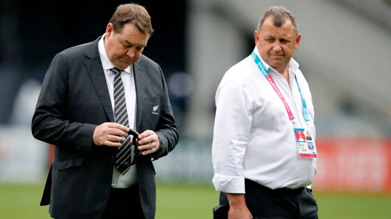 Steve Hansen and Ian Foster while coaching the All Blacks.