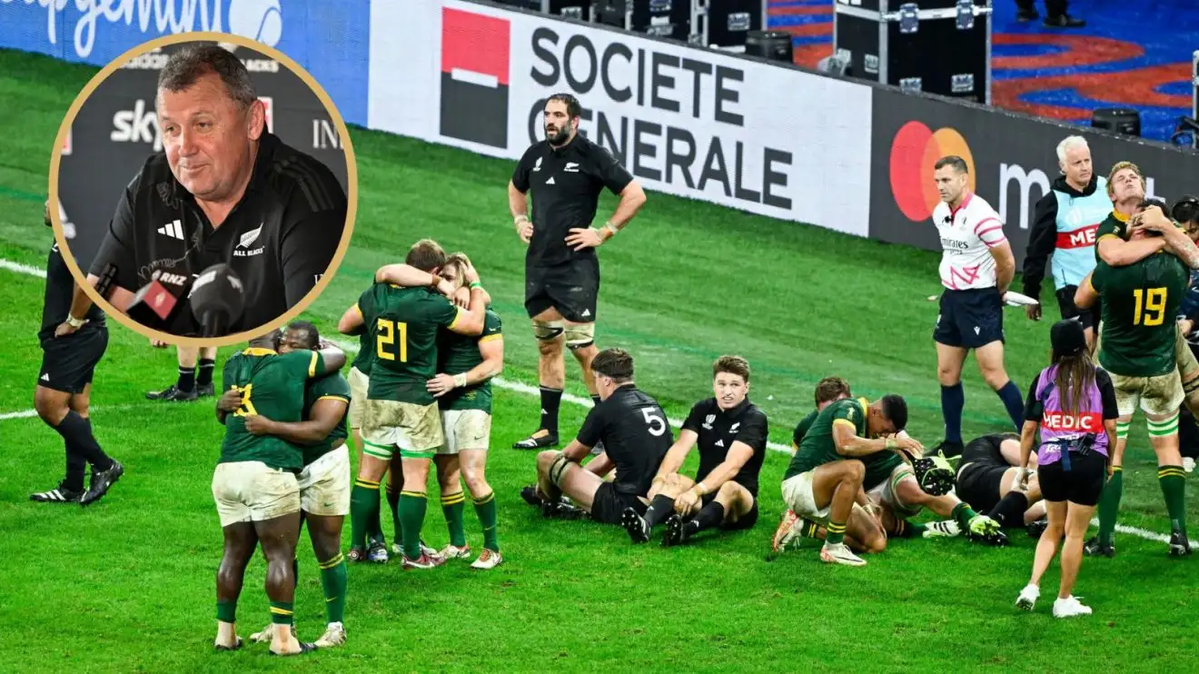 Former All Blacks boss Ian Foster and the Springboks and All Blacks player after the Rugby World Cup final.