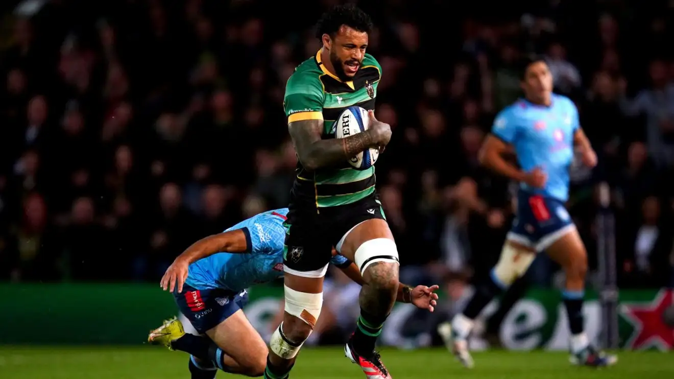 Courtney Lawes in action for Northampton Saints during 2024 Champions Cup clash with the Bulls.