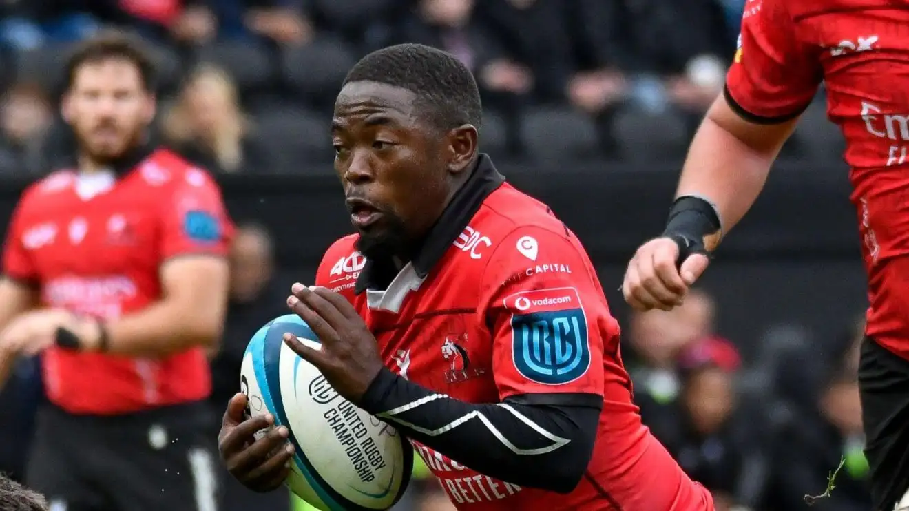 Sanele Nohamba of Emirates Lions makes a break during the United Rugby Championship (URC)