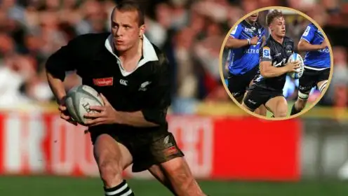 All Blacks legend Christian Cullen alongside Hurricanes star Ruben Love.