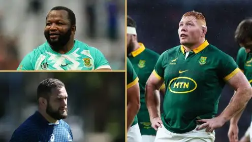 Springboks loosehead props Ox Nche, Thomas du Toit and Steven Kitshoff.