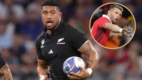 All Blacks number eight Ardie Savea alongside Wales legend Dan Biggar.