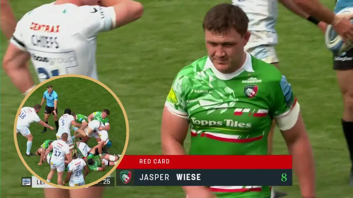 Leicester Tigers and Springboks forward Jasper Wiese red-carded in the Premiership.