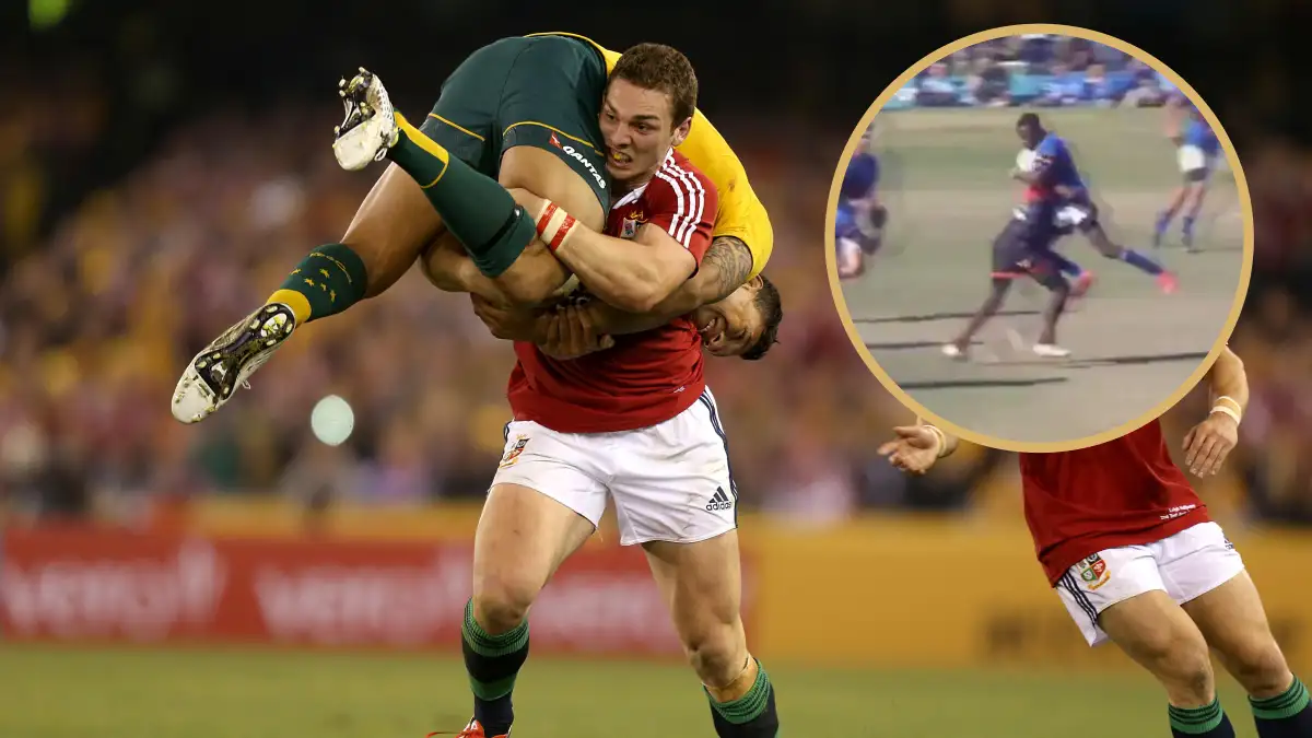 George North's tackle on Israel Folau and viral video of a schoolboy tackle.