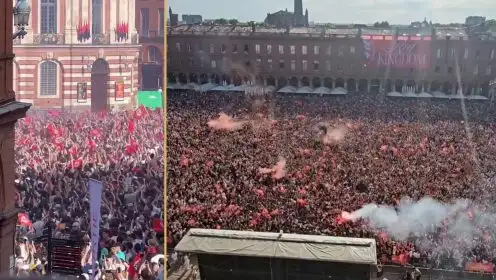 SCENES in Toulouse as fans celebrate after Antoine Dupont’s charges clinch a sixth Champions Cup title