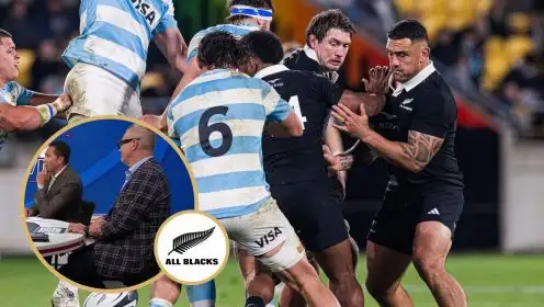 All Blacks in action against Argentina and The Breakdown panel.