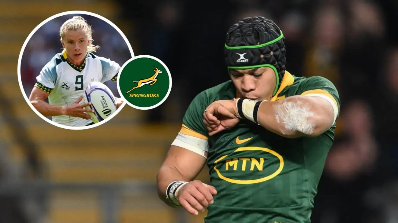 Springboks winger Cheslin Kolbe and Springboks women's star Nadine Roos.