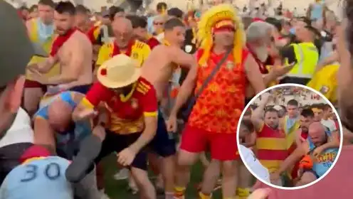 Violent on-field clashes erupt between Grenoble and Perpignan supporters
