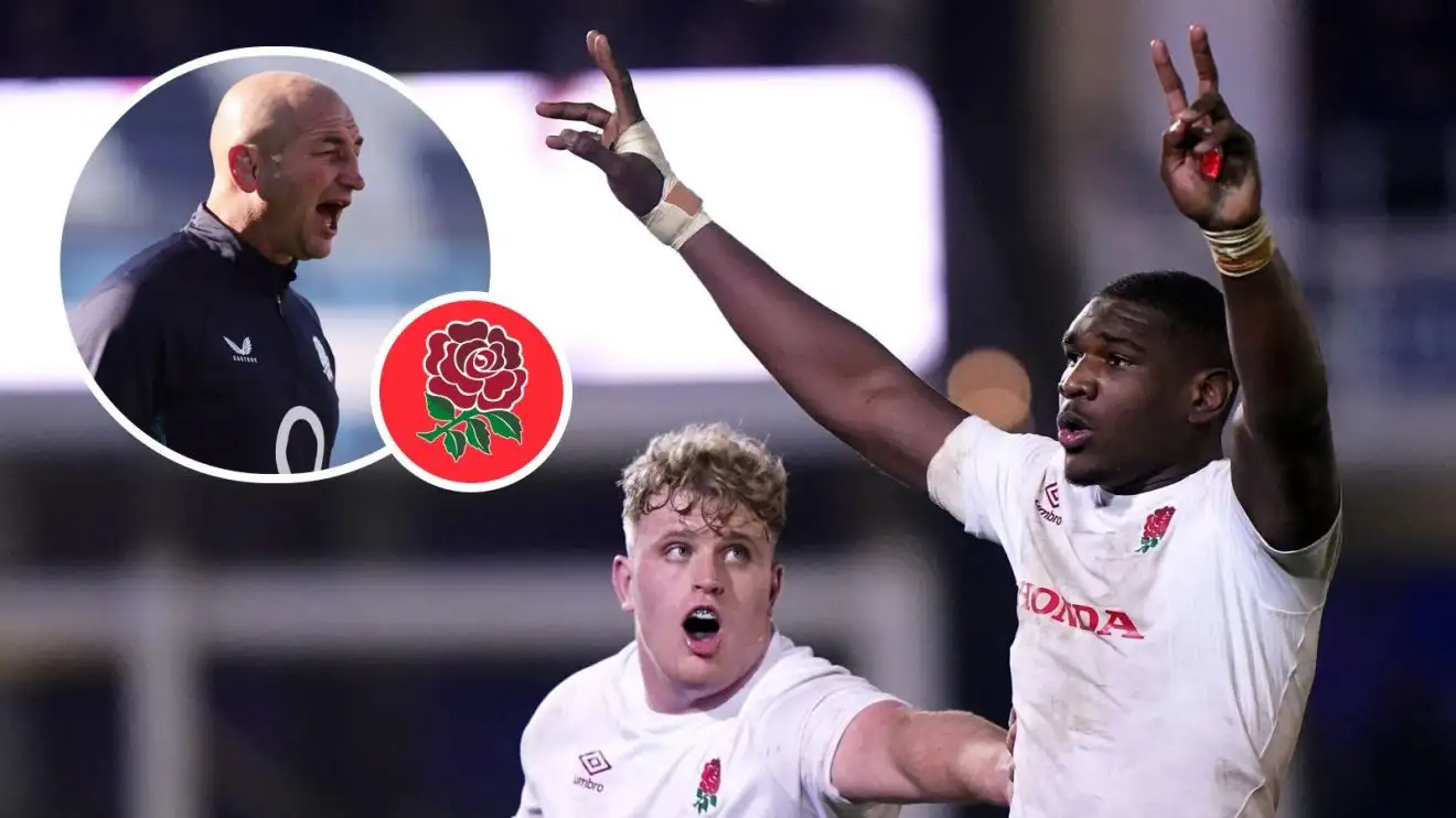 A two layered image of Junior Kpoku and Steve Borthwick