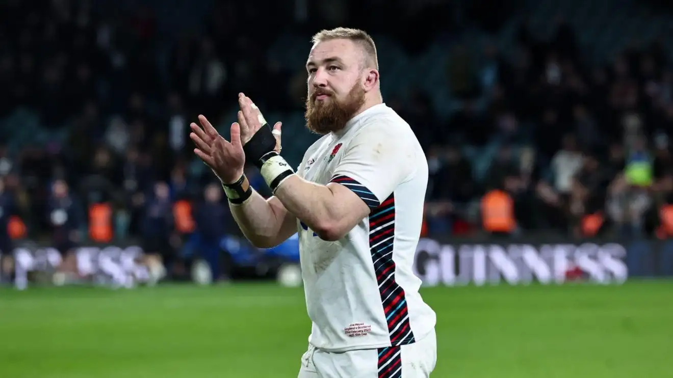 England prop Joe Heyes applauding fans in 2025