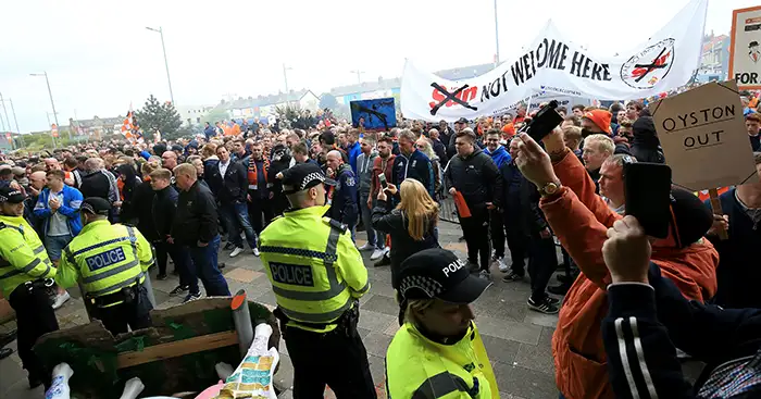 On the march in Blackpool: We joined football fans to unite in protest