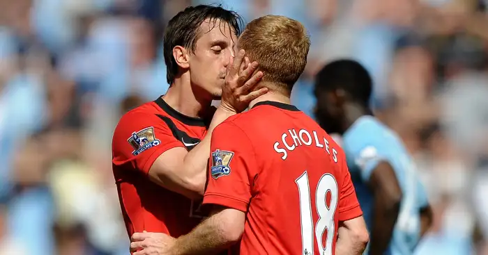 Watch: Paul Scholes and Gary Neville analyse the midfielder’s best goals