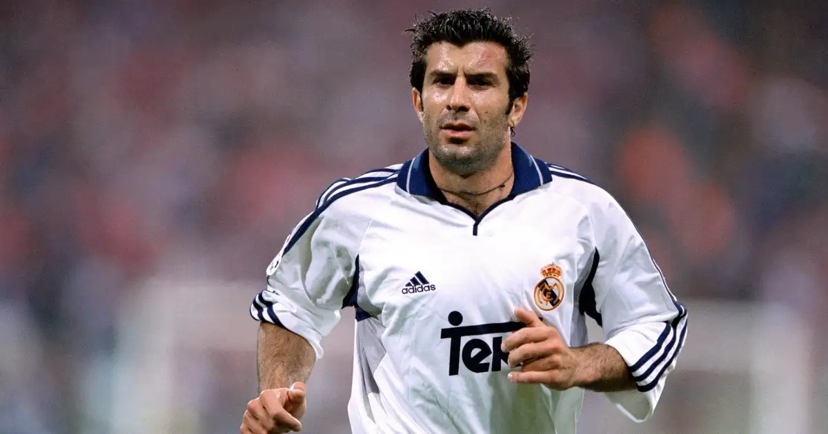 Luis Figo playing for Real Mdrid against Bayern Munch in the Champions League. Allianz Arena, May 2001.