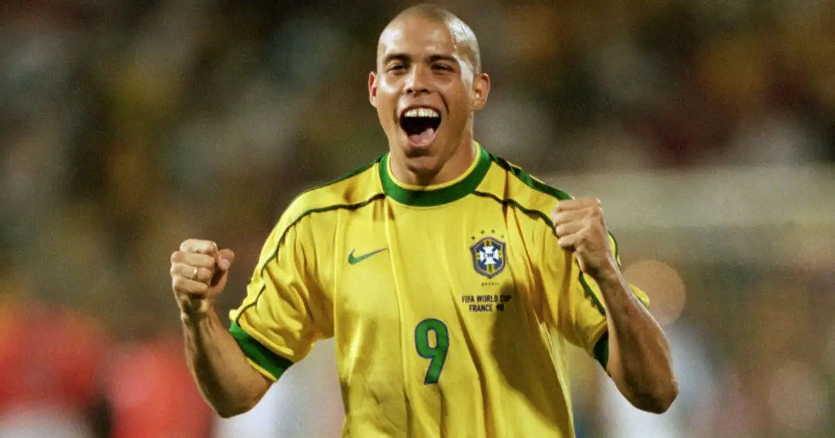 Brazil's Ronaldo celebrates their victory over Holland in the penalty shoot out at the World Cup. France. July 1998.