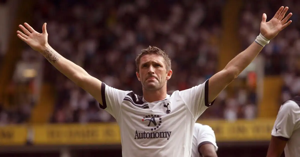 Robbie Keane celebrates during the match between Tottenham Hotspur and Fiorentina at White Hart Lane, London, August 2010.