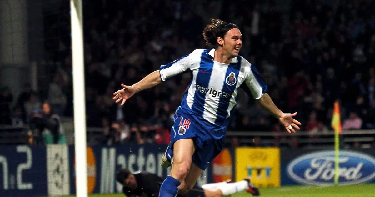 FC Porto's Maniche celebrates scoring against Lyon in the Champions League quarter-final against Lyon