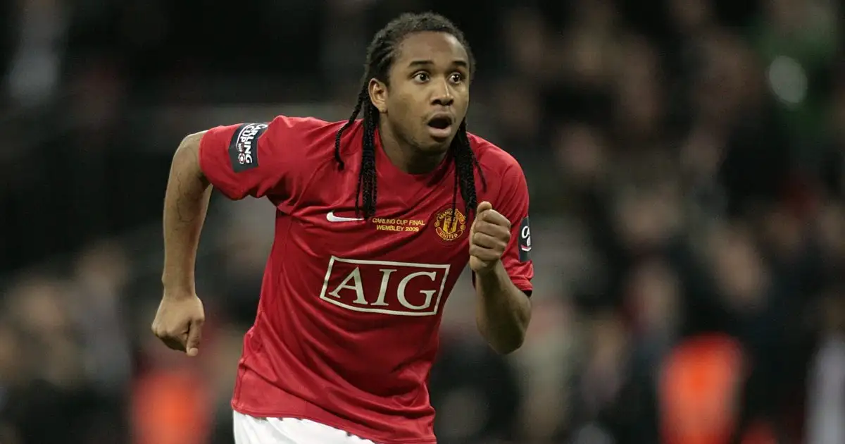 Anderson celebrates scoring for Manchester United against Tottenham at Wembley. March 2009.