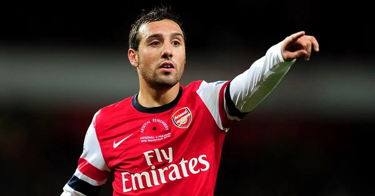 Arsenal midfielder Santi Cazorla directs his team-mates in a Premier League match against Fulham, Emirates Stadium, London, 10 November 2012