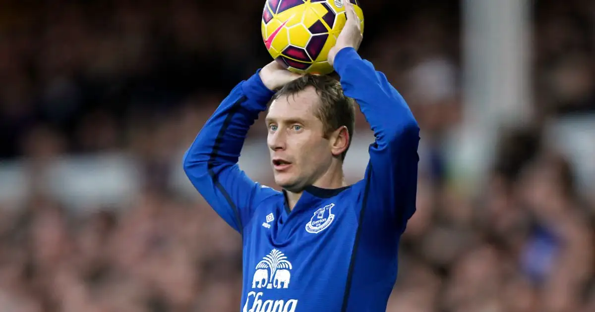 Tony Hibbert in action for Everton against West Ham in the Premier League. Goodison Park, Liverpool, November 2014.