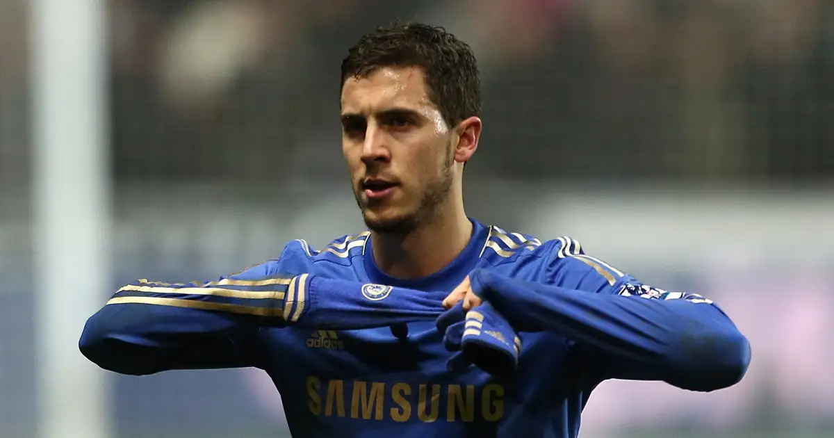 Chelsea's Eden Hazard leaves the pitch after being sent off at the Liberty Stadium, January 2013.