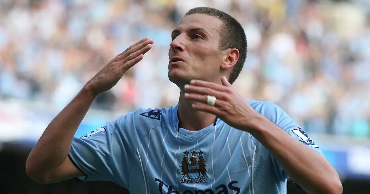 Manchester City's Elano after scoring against Newcastle United in the Premier League. Etihad Stadium, Manchester, 29 August 2007.