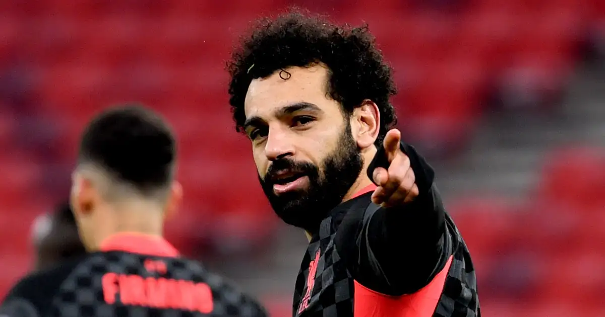 Liverpool's Mohamed Salah Celebrating