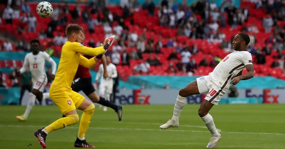 Watch: Raheem Sterling hits the post as England apply early pressure