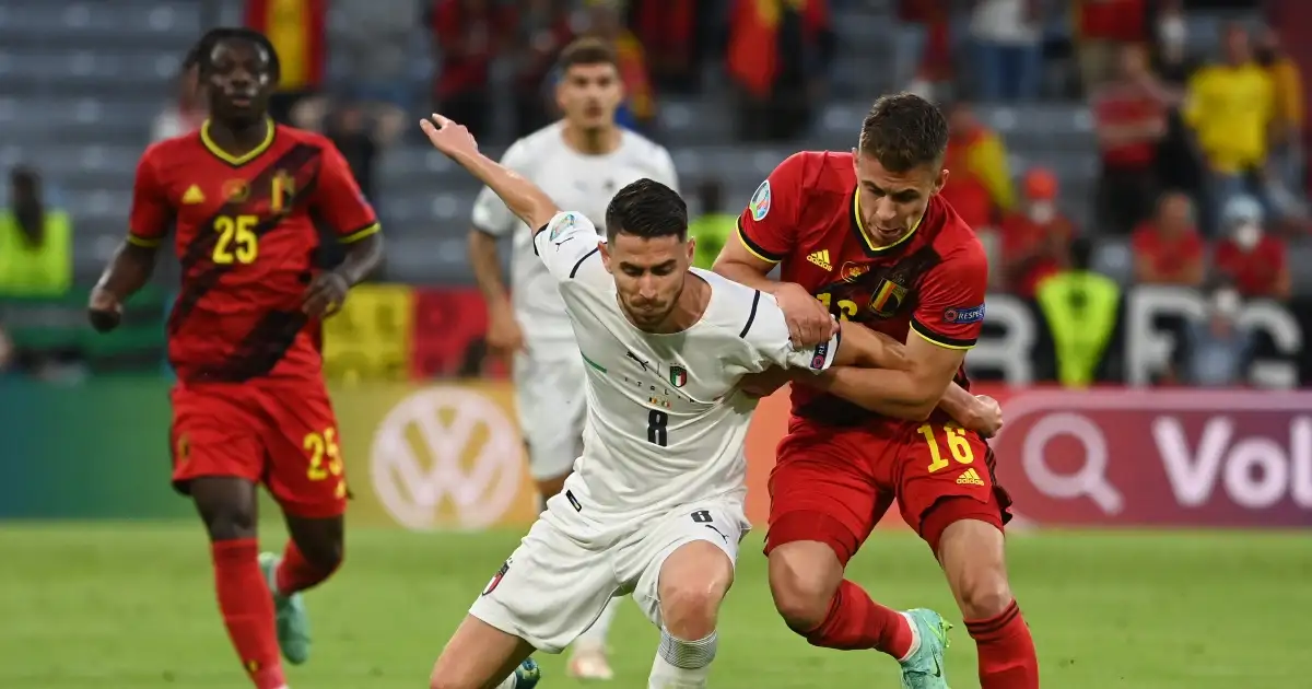 Watch: Jorginho sends Thorgan Hazard towards the Autobahn with drag-back