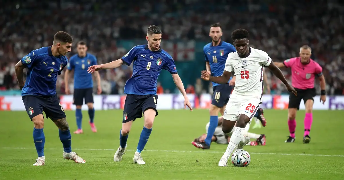 Watch: England players console Bukayo Saka after missed Euros pen