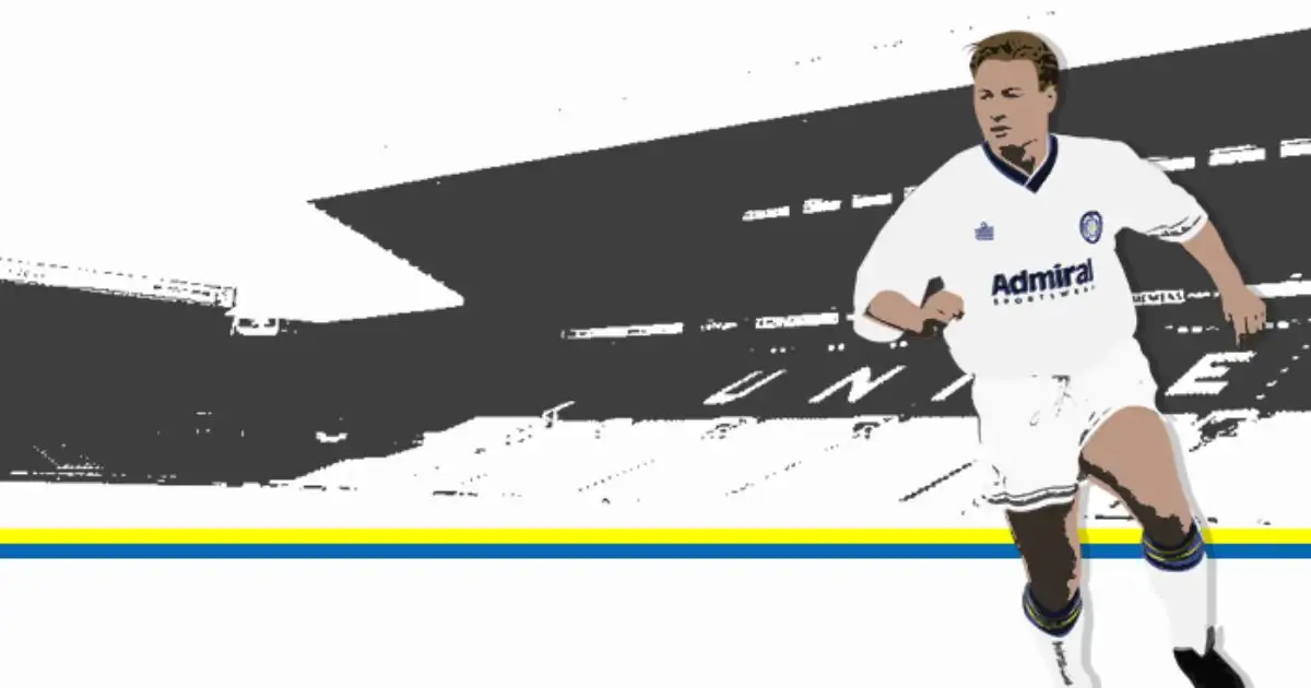 Artist's image of David Batty playing for Leeds United at Elland Road.