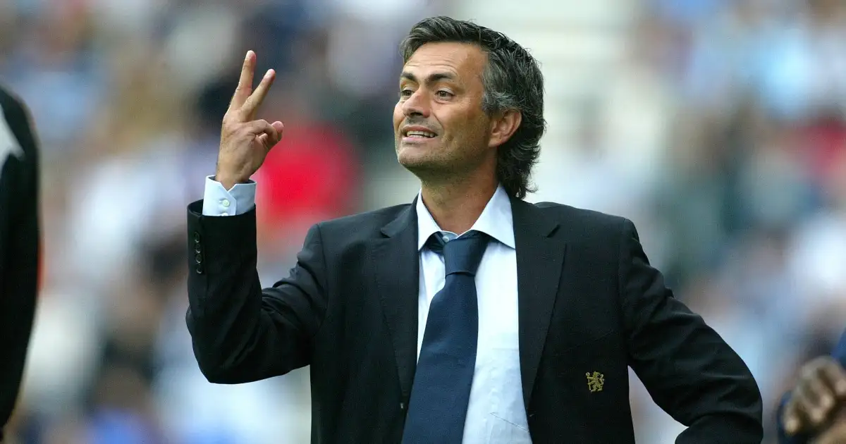 Chelsea manager Jose Mourinho during their Premier League victory over Wigan Athletic at JJB Stadium, Wigan, August 2005.