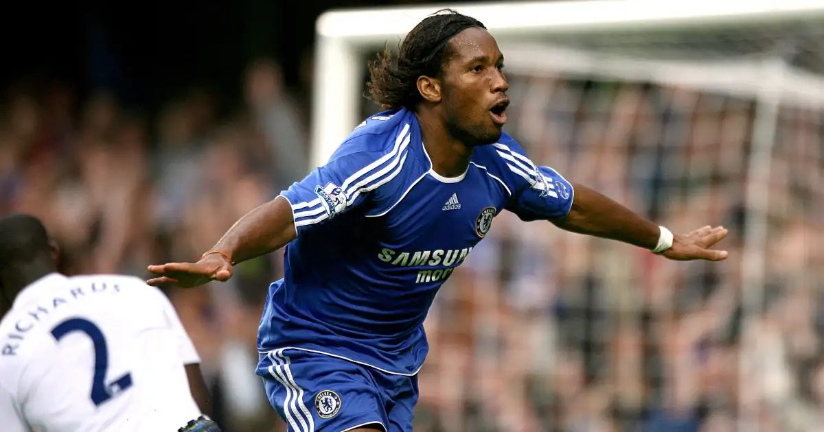 Chelsea's Didier Drogba celebrates after scoring against Manchester City.