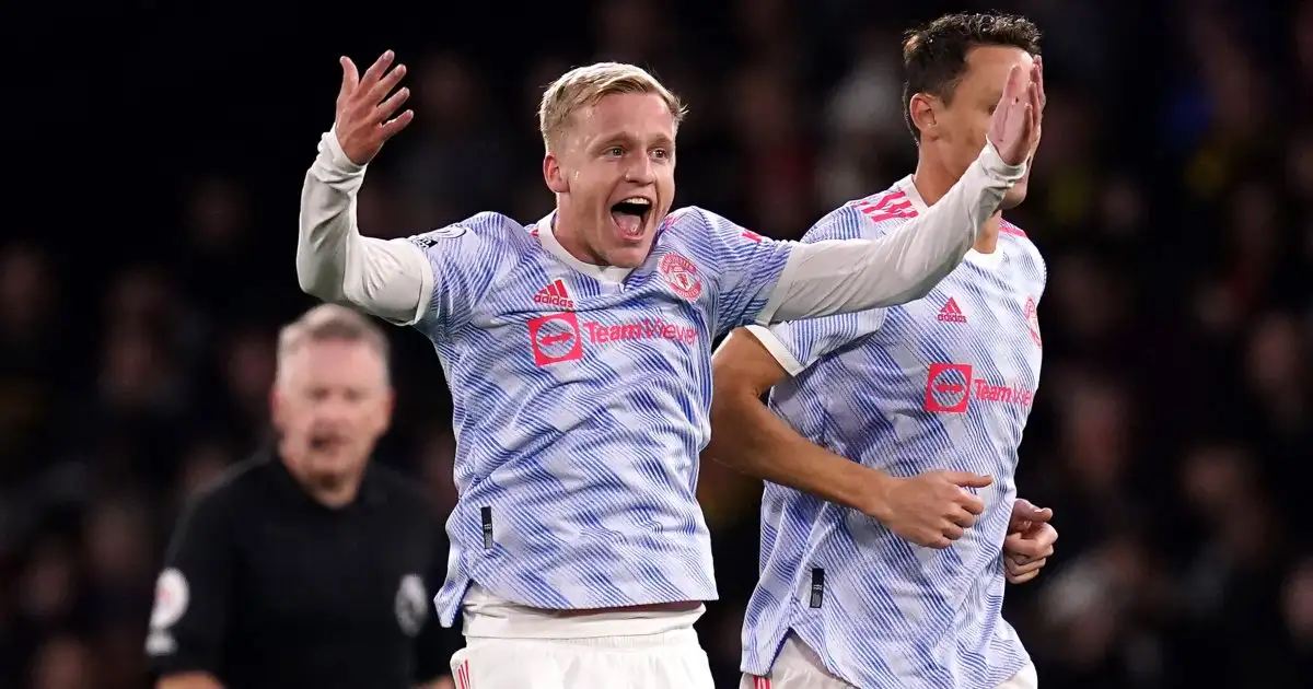 Watch: Van de Beek screams at Sancho in delight after Man Utd win