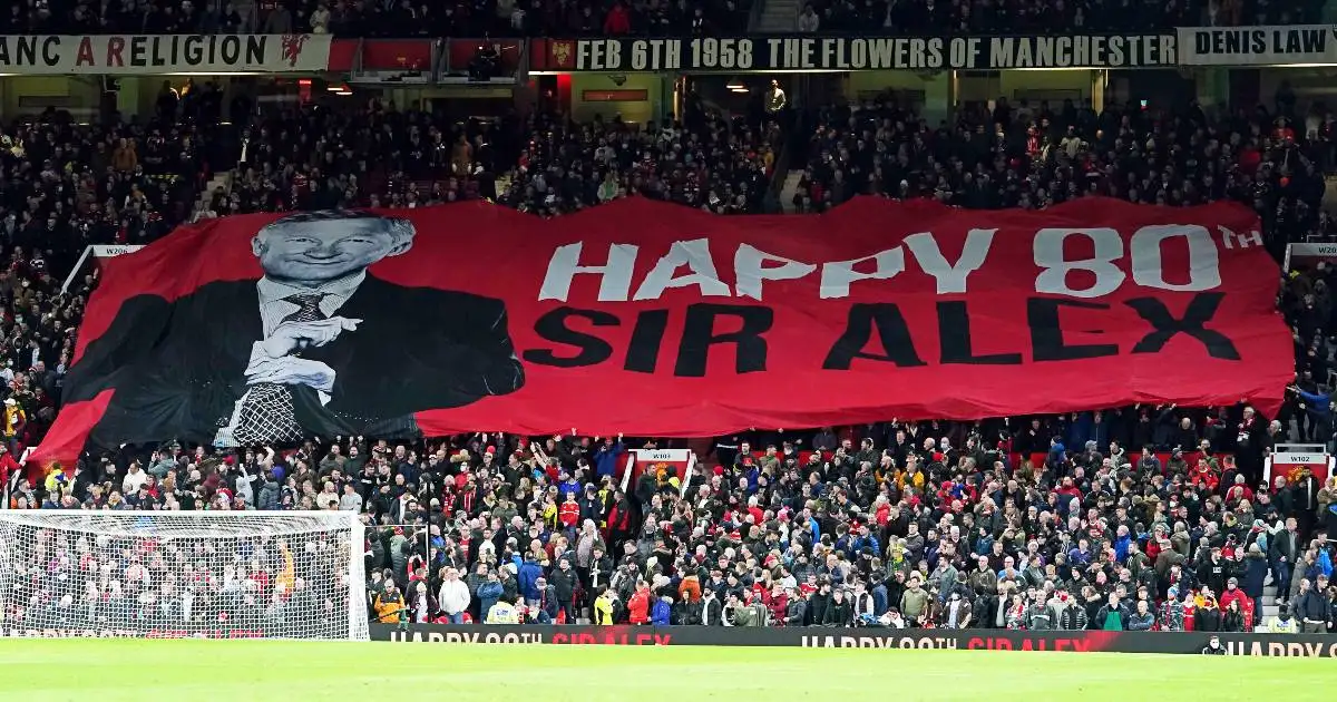 Watch: Man Utd fans unveil huge flag in tribute to Sir Alex Ferguson’s 80th