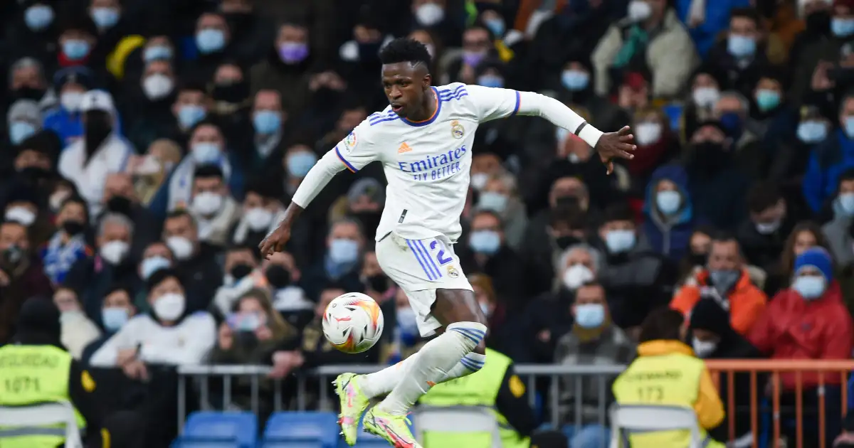 Watch: Vinicius Jr. jumps over Real Madrid badge to avoid stepping on it